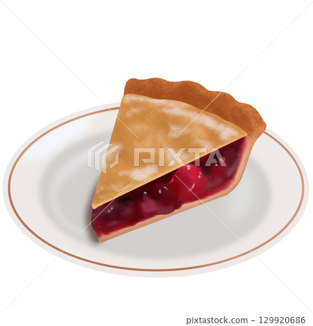 盤子上的櫻桃派 129920686