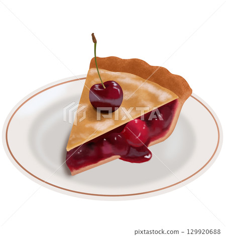 Cherry pie on a plate with cherries Cherry pie on a plate with cherries 129920688