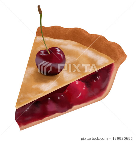 櫻桃派,上面放有櫻桃 櫻桃派,上面放有櫻桃 129920695