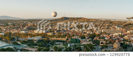 Tbilisi Panorama for Tourism banner Background 129920778