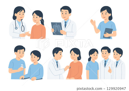 Medical scene illustration set of 6 types 129920947