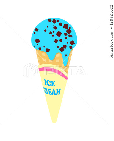 冰淇淋薄荷巧克力巧克力薄荷甜筒冰淇淋插畫 129921022