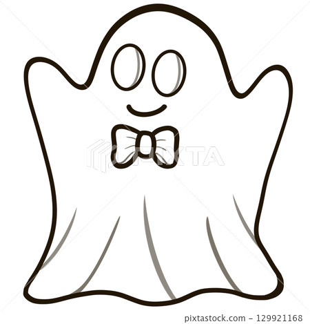 Halloween set with outlines of elements and characters. Group of object. Ghost, horror, celebration, witch, spider ,cemetery, skull, pumpkin, cauldron, for coloring pictures.	 129921168