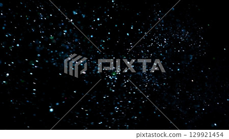 Freeze Motion Shot of Color Glitter Background Isolated on Black 129921454