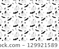 Simple and cute Halloween pattern illustration background material 129921589