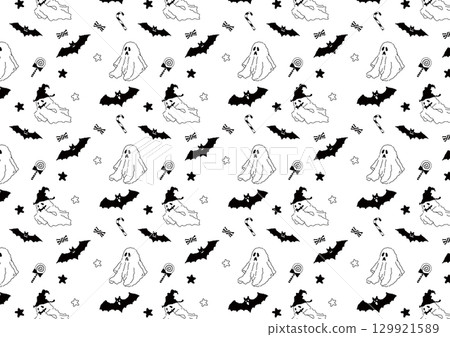 Simple and cute Halloween pattern illustration background material Simple and cute Halloween pattern illustration background material 129921589