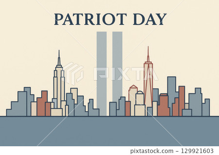 New York skyline in patriotic colors, generative AI 129921603