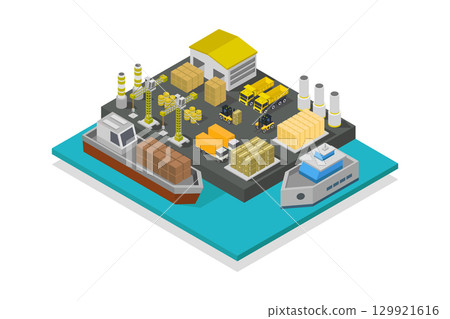 Isometric seaport 129921616