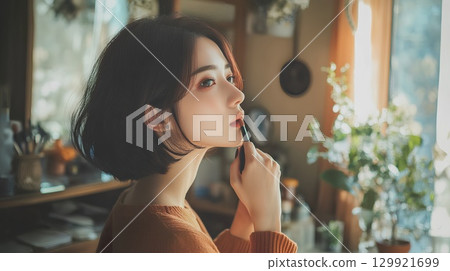 Beautiful woman face 129921699