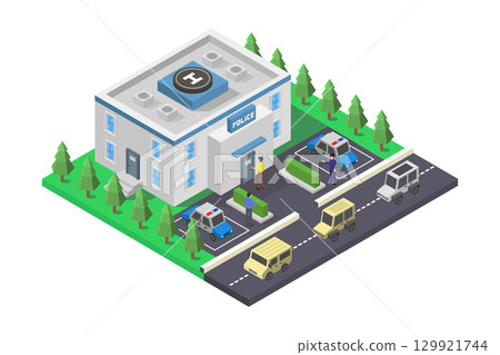 Isometric Police Station 129921744