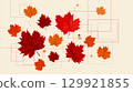 Modern autumn graphic design with maple leaves and geometric patterns 129921855