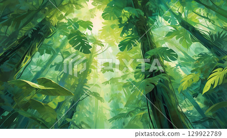 Dappled Light Through Layered Leaf Canopies 129922789