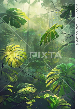 Dappled Light Through Layered Leaf Canopies 129922794