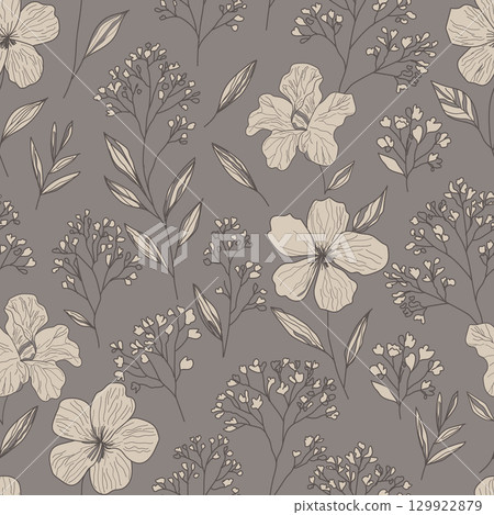 Floral seamless pattern. Abstract flowers background. Libertia ixioides vector illustration. Ideal for textile design, wallpaper and cards. 129922879