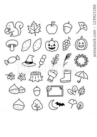 Halloween, autumn leaves, and autumn motif materials Halloween, autumn leaves, and autumn motif materials 129923166