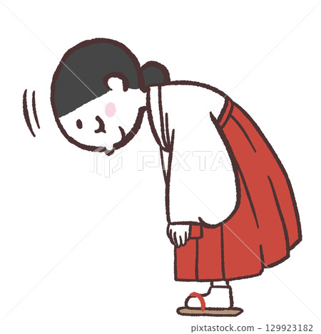 巫女鞠躬的插圖 129923182
