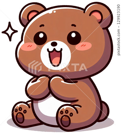 A bear sitting and clapping its paws happily 129923190