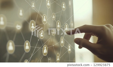連結人與指尖的數位網路影像 129923875
