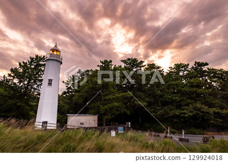 Shimizu Lighthouse at dusk in Miho no Matsubara, Shizuoka City 129924018