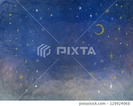 夜空中閃耀的星星的夢幻背景 129924068