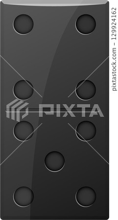 A sleek, modern rendering of a domino with six pips. The design has a clean and minimalistic look. 129924162