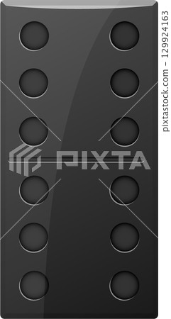 A domino with five spots on each side creates a classic gaming piece for strategy and chance. 129924163