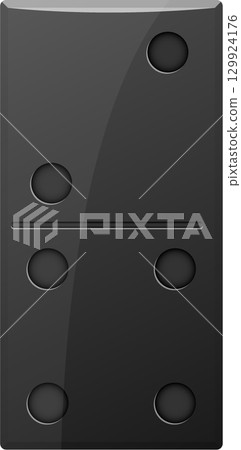 Domino tile illustration featuring two dots on the top half and four dots on the bottom half. 129924176