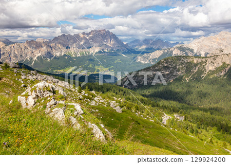 Green Mountain Valley with a Small Village far Below Green Mountain Valley with a Small Village far Below 129924200