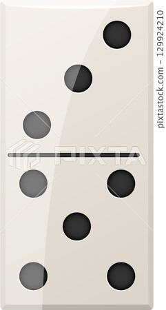 Ivory domino tile with five dots, top two dots and bottom three dots, gaming accessory 129924210