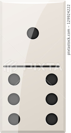 Ivory domino tile shows one dot on the top half and three dots on each side on the bottom. 129924222