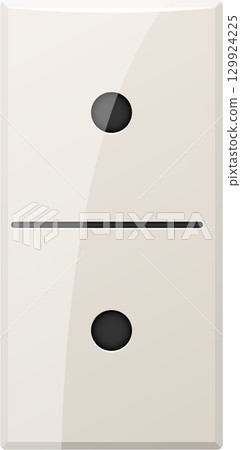 Domino tile with one dot on each half of the tile separated by a dividing line. Domino tile with one dot on each half of the tile separated by a dividing line. 129924225