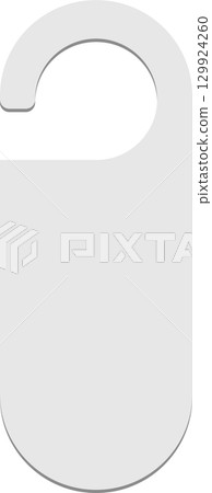 A gray sign with a door hanger shape against a black background, simplistic style graphic element. A gray sign with a door hanger shape against a black background, simplistic style graphic element. 129924260