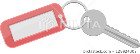 A key with a pink tag hangs, ready to unlock secrets and adventures in everyday life moments. 129924302