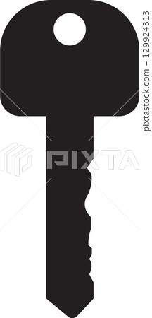 A sleek, dark key silhouette against a black background; symbol of access, security and unlocking. A sleek, dark key silhouette against a black background; symbol of access, security and unlocking. 129924313