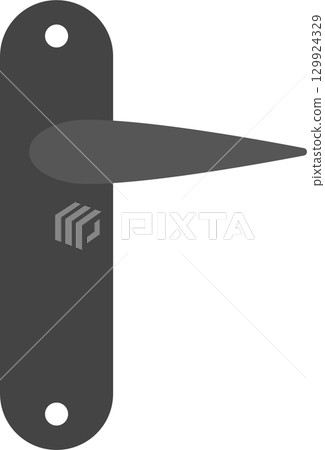 Isolated door handle:  A simple gray door handle with a minimalist, functional design. 129924329