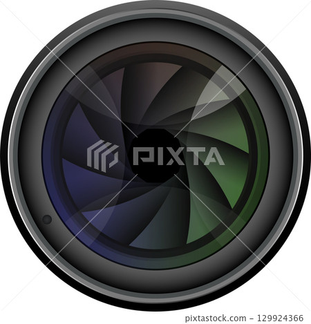Abstract close-up of a camera lens aperture against a dark background, detailed and stylized. Abstract close-up of a camera lens aperture against a dark background, detailed and stylized. 129924366
