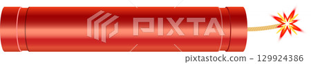 A cartoon depiction of a red stick of dynamite with a lit fuse ready to explode imminently. A cartoon depiction of a red stick of dynamite with a lit fuse ready to explode imminently. 129924386