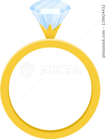 A golden ring with a sparkling diamond, symbolizing love, commitment, and eternal promise. 129924432