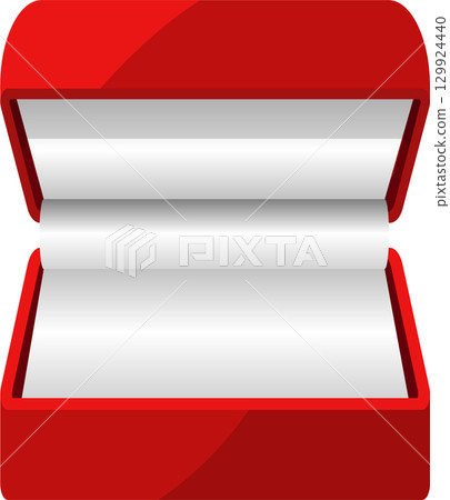 Empty red box with a white interior, possibly for jewelry or a small gift, open and waiting. Empty red box with a white interior, possibly for jewelry or a small gift, open and waiting. 129924440