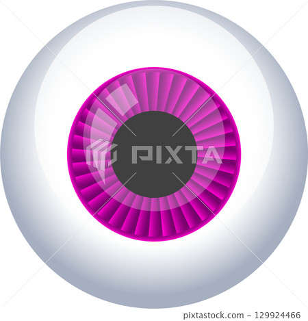 A stylized illustration of a round eye with a magenta iris and a dark gray pupil center. 129924466
