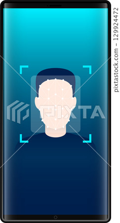Smartphone face recognition, unlock feature scanning face, security technology, mobile phone Smartphone face recognition, unlock feature scanning face, security technology, mobile phone 129924472