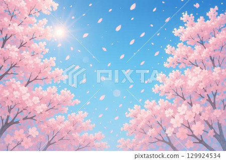 櫻花藍天太陽 129924534