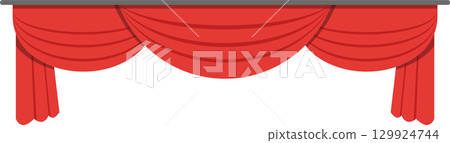 A lavish red curtain adorns a stage or window, creating a sense of drama and anticipation. A lavish red curtain adorns a stage or window, creating a sense of drama and anticipation. 129924744