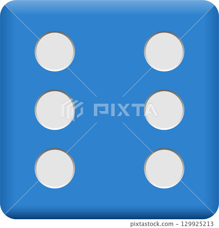 A vivid blue die shows the number six with white spots, evoking games of chance and strategy. A vivid blue die shows the number six with white spots, evoking games of chance and strategy. 129925213