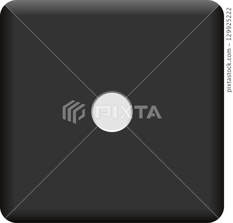 A black dice with one white pip centered on its surface, indicating a value of one. 129925222