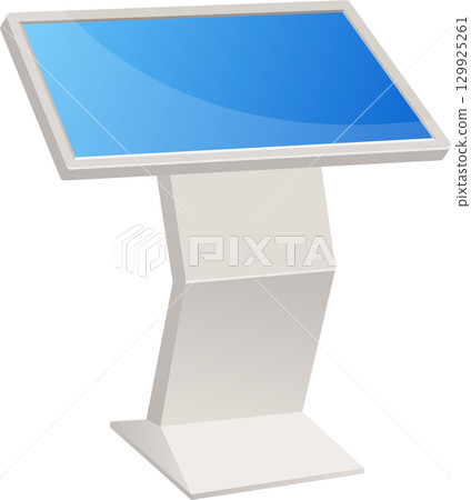 Illustration of a digital display kiosk for information, wayfinding, advertising, or public use. 129925261