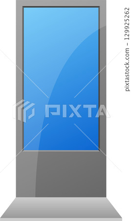 Illuminated display panel with sleek design and vibrant blue screen, perfect for advertising. Illuminated display panel with sleek design and vibrant blue screen, perfect for advertising. 129925262