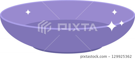 A shiny, smooth, lavender bowl sits, waiting to be filled with food or decorative items. 129925362