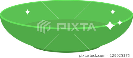 Clean green bowl with sparkles, ready for food or decoration, adding freshness to any setting. 129925375