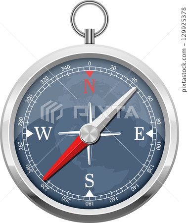 Navigational Compass: Classic instrument for direction-finding and orientation with cardinal points. Navigational Compass: Classic instrument for direction-finding and orientation with cardinal points. 129925378